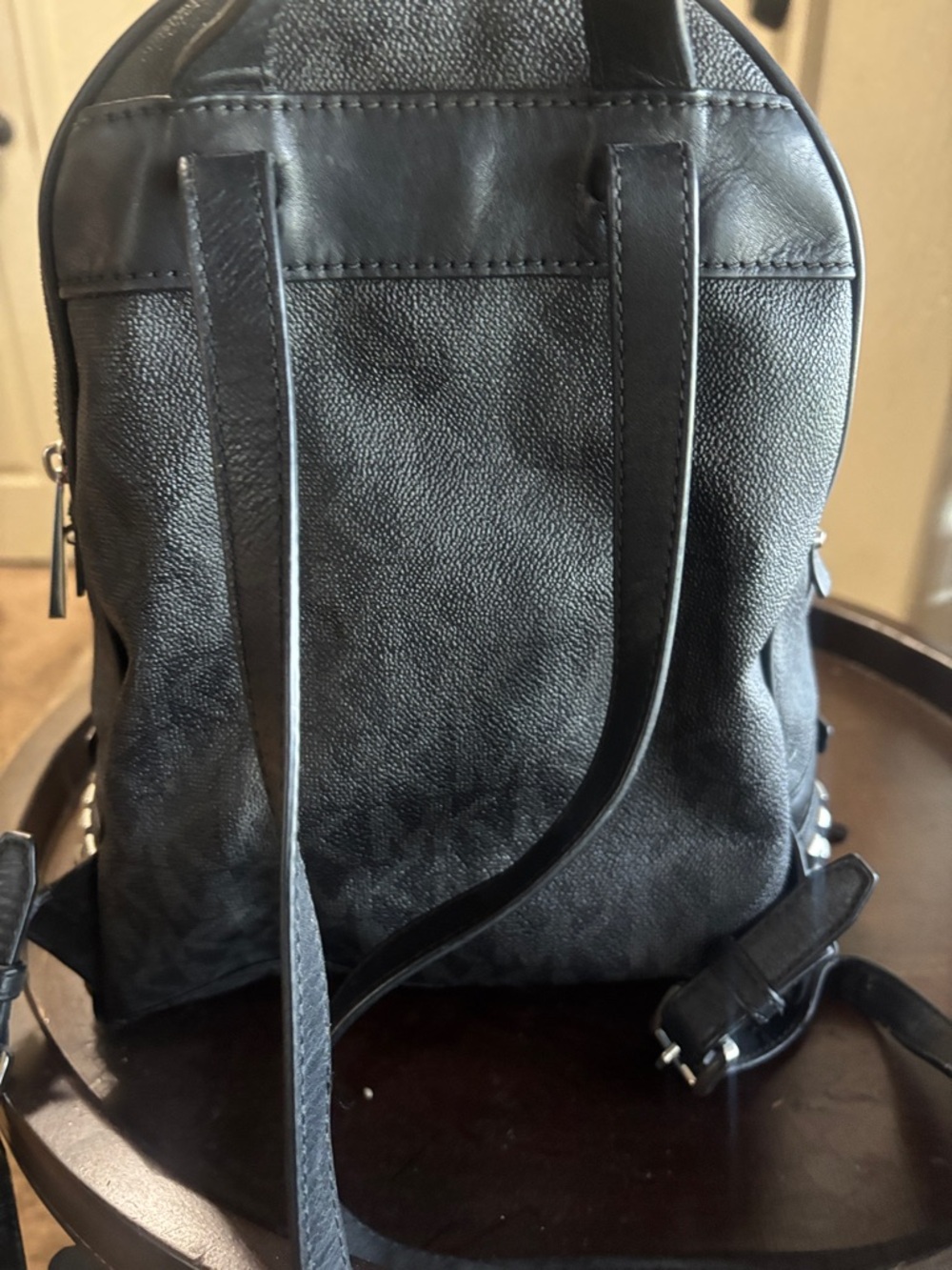Michael Kors Black Studded Backpack with Silver Accents - Picture 7 of 8